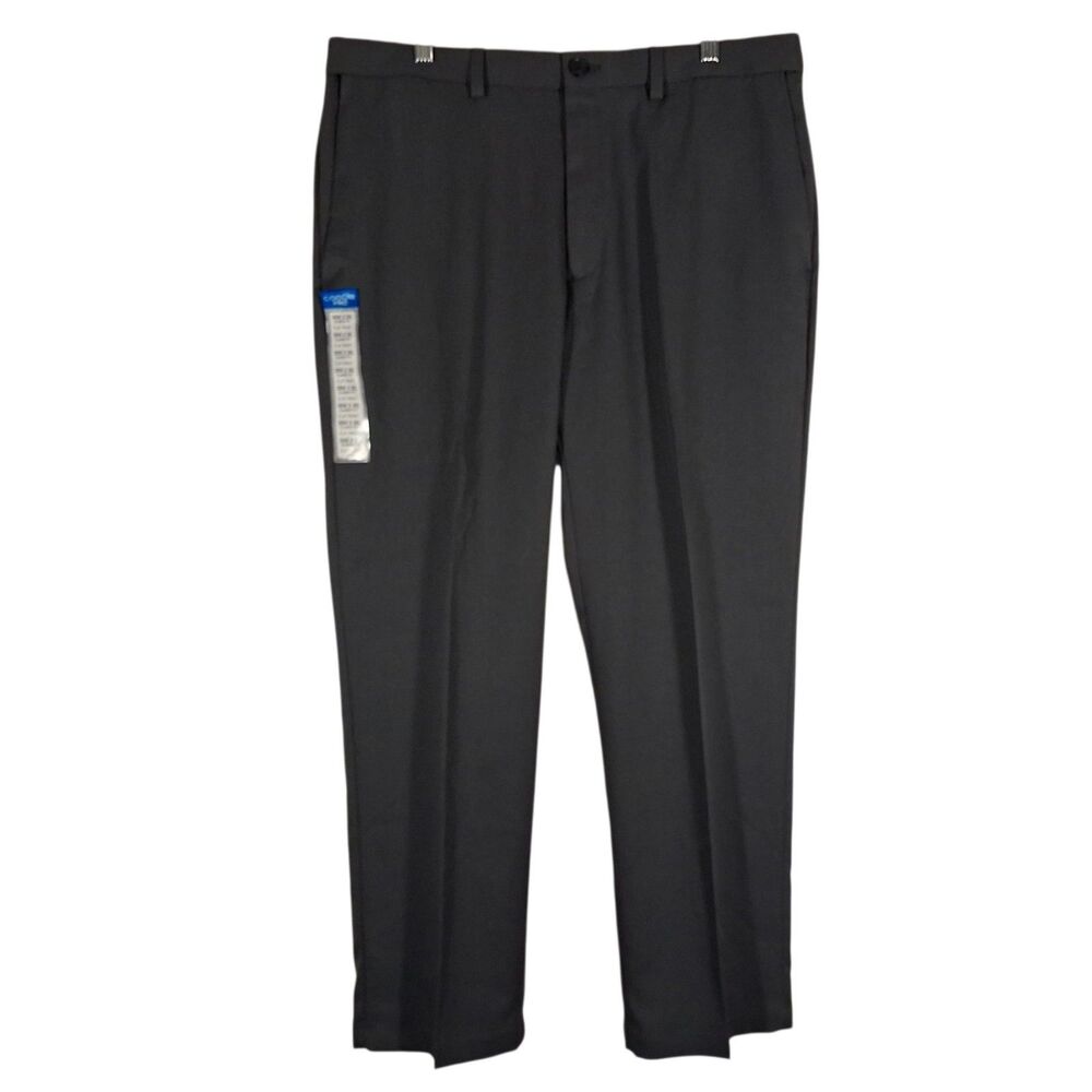 Haggar dress pants mens 36x29 gray cool 18 classic fit 4-way stretch flat front